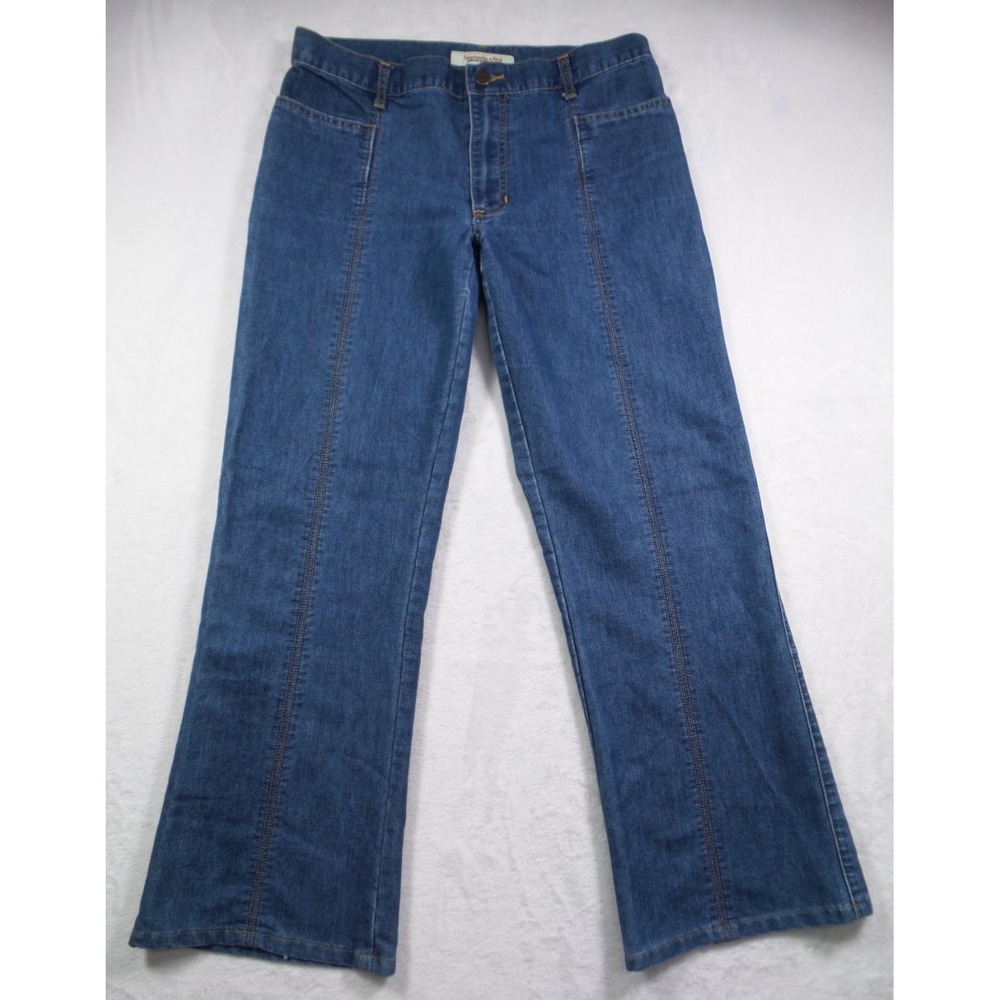 Vintage Abercrombie & Fitch‎ Jeans Womens Size 6 Blue Denim Wide Leg Mid Rise